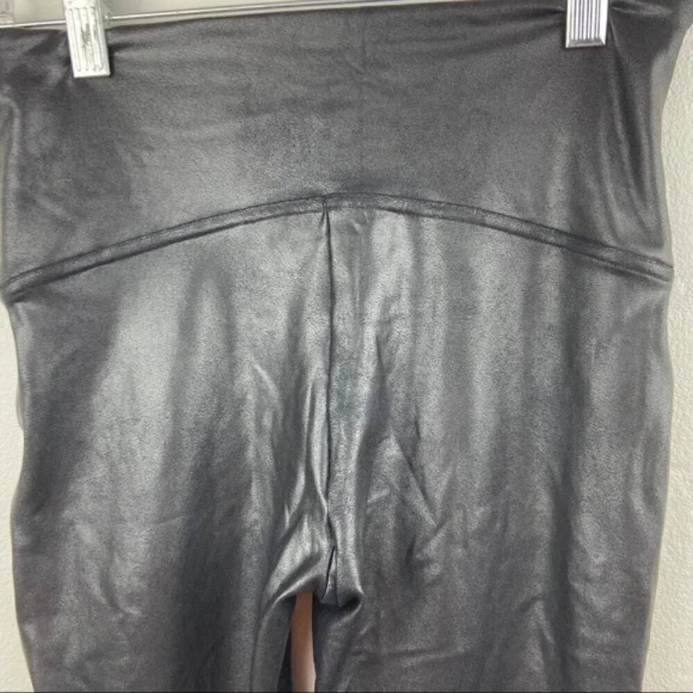 Spanx Faux Leather Black‎ Metallic Legging Large PETITE - Picture 9 of 10